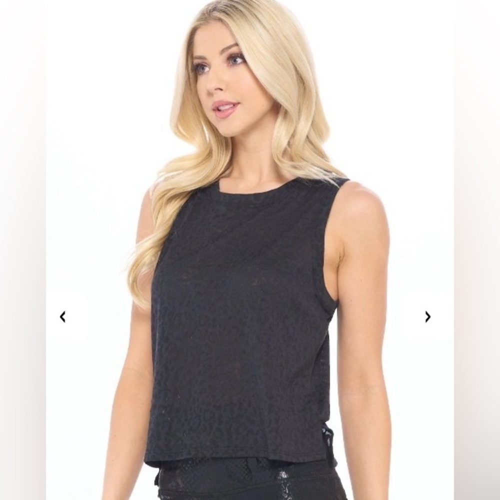 EVCR Evolution and Creation Megan Black Cheetah Burnout Tank